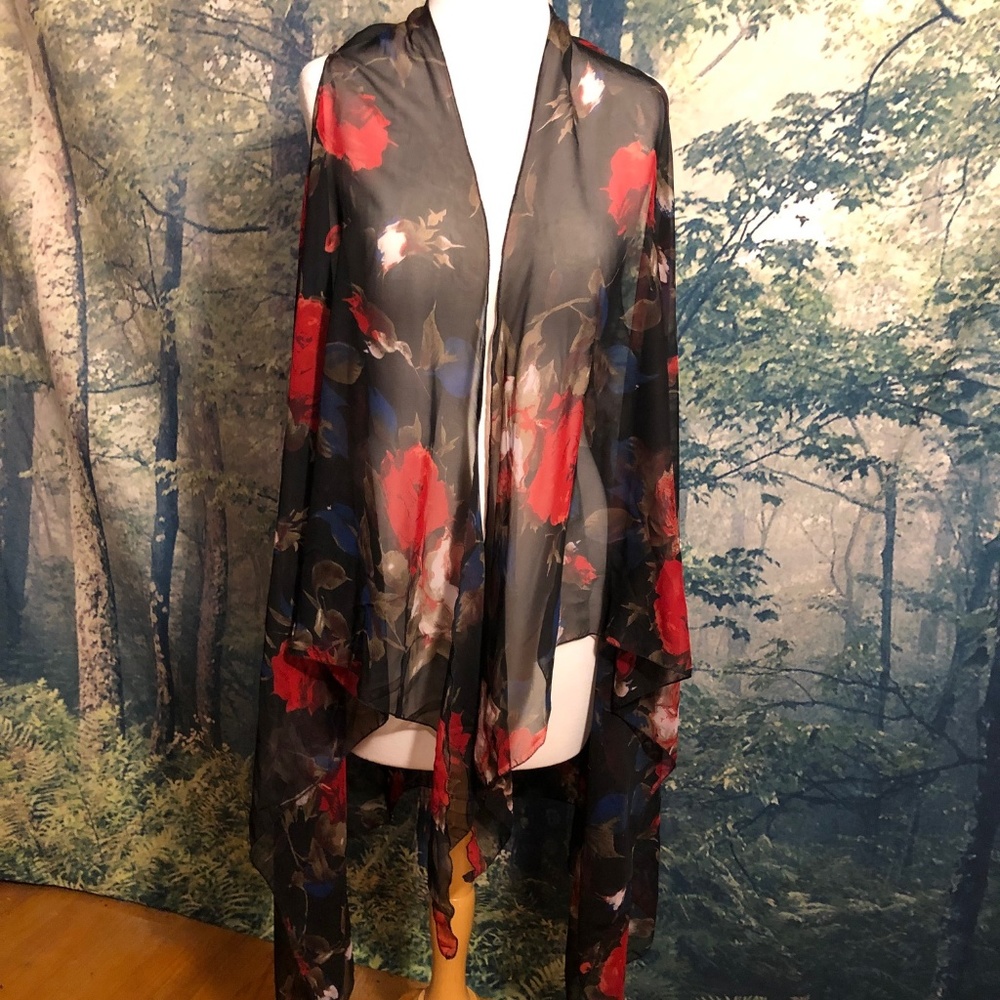 Sheer Floral Shawl